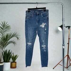 Blank NYC The Great Jones High Rise Skinny Jeans Size 28 Distressed Raw Hem